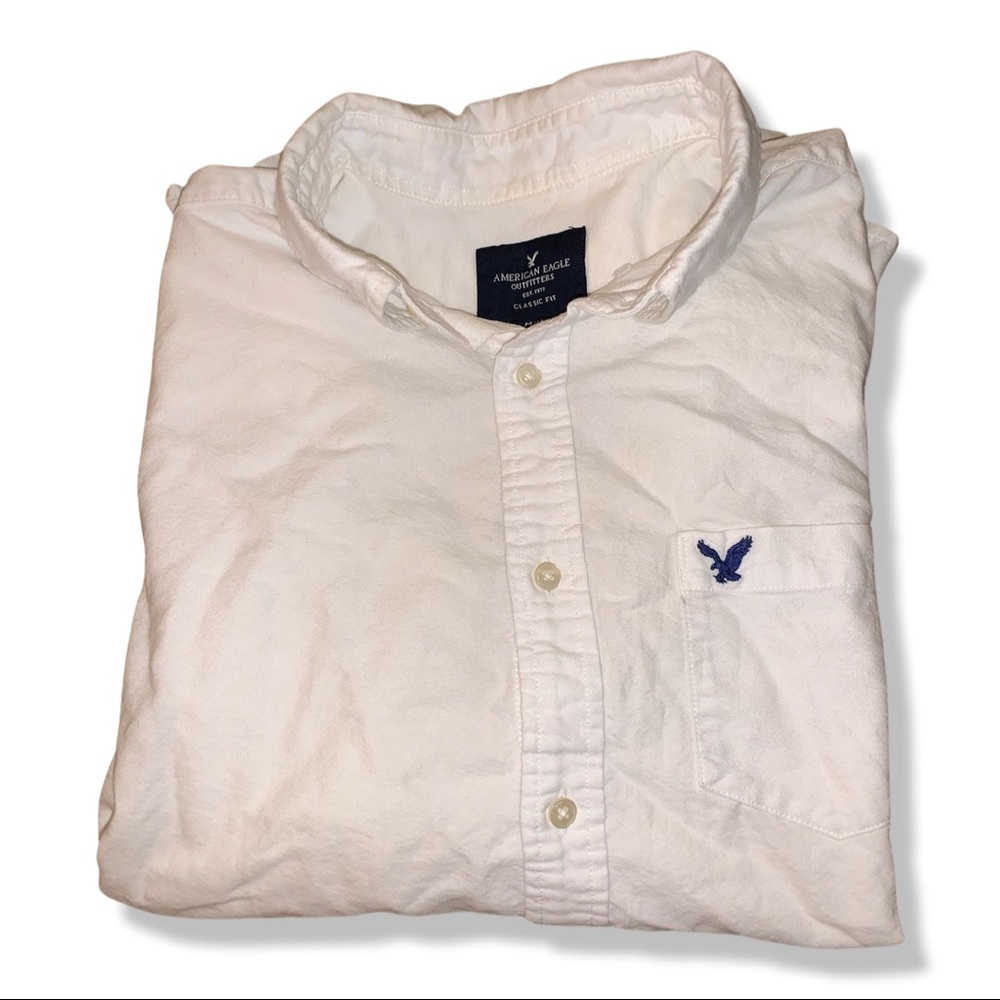 white A&E long sleeve button down